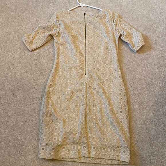 Banana Republic Size 2 Cream Circle Lace Beige Dress - Picture 3 of 5